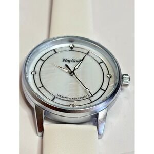 Napsoul Women's Watch - White Band Brushed Steel Face